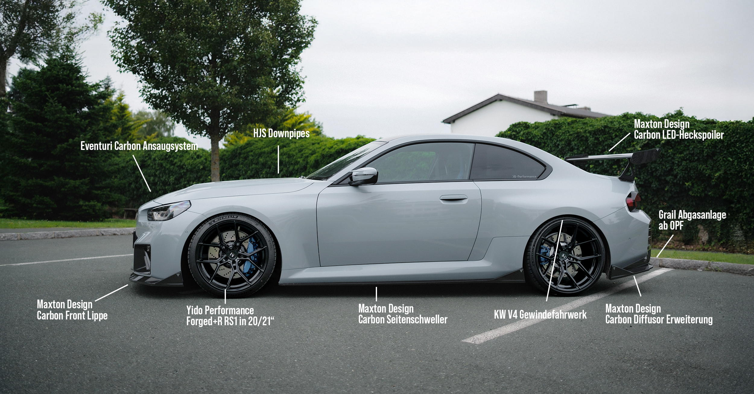 Bmw M2 G87 KW V4 Yido Performance Forged+ R Maxton Carbon Anbauteile Eventuri Ansaugung HJS Downpipe